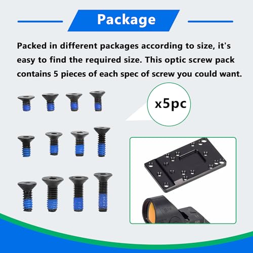 60 Pcs Red Dot Screw Kit, for Compatibility Across red dot Makes