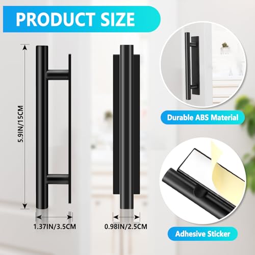 Self-Stick Push Pull Helper, 30 Pack Drawer Pulls ABS Plastic Adhesive Door Handles Peel and Stick Cabinet Handles for Kitchen Cabinet Sliding Door Furniture (Black)