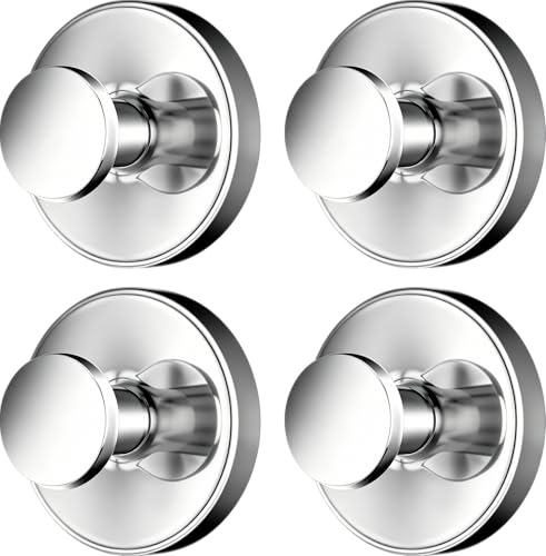 4-Pack Reusable Suction Cup Hooks for Shower, Drill-Free Wall Hooks - color: Bright Silver