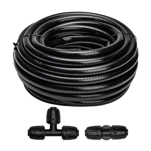 Maotong 40 FT 1/2 inch Drip Irrigation Tubing Main Line Hose Tube for Garden Irrigation System (Includes 1/2" Straight Connector and 3-Way Connector) - size: 40FT 1/2" Main Tubing