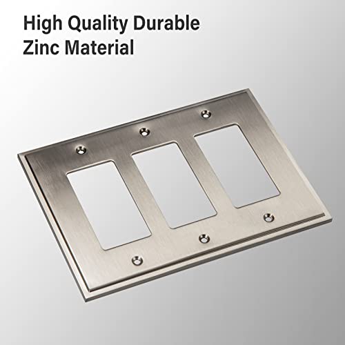 Henne Bery Soft Modern Decorative Wall Plate Switch Plate Outlet Cover (Triple Decorator, Satin Nickel) - style: Triple Decorator