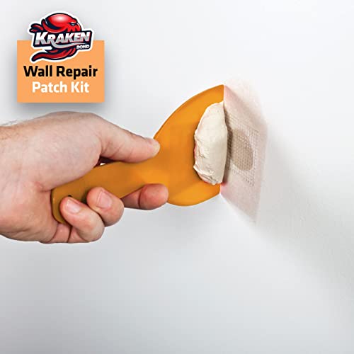 Kraken Bond Drywall Patch Repair Kit - (1x8 fl.oz.) Easy to Use Wall Patch Repair Kit for Drywall Hole & Cracks, Includes Aluminum Self-Adhesive Patch, Grit Sandpaper, Plastic Putty Knife, 1 Pack - size: 1 Pack