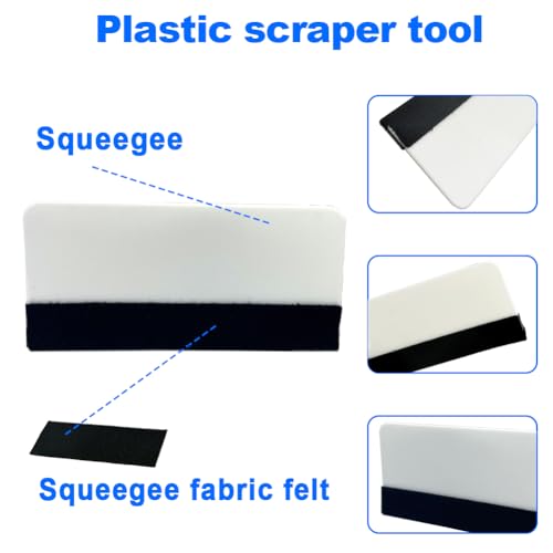 Black Felt Edge Squeegee Tool,Car Vinyl Film Wrapping Decal Glass Window Tint,Wallpaper Sticker Installation Spatula, Patching Putty Paint Flexible Small Plastic Scraper(White 10Pcs) - size: White 10PCS