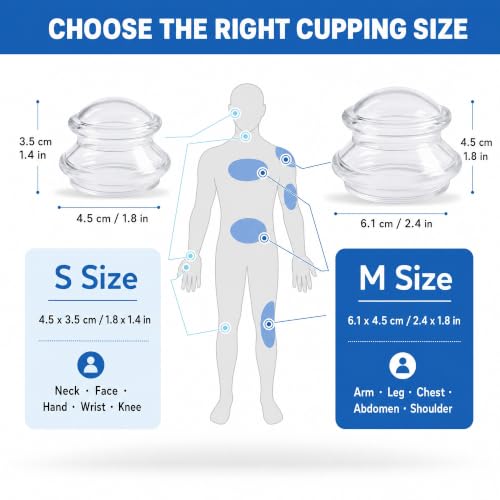 ELERA Silicone Cupping Set for Face & Body, 4 Pcs Facial Cupping Therapy Kit, Lymphatic Drainage Tool & Fascia Massage Cups for Neck, Shoulder & Muscle Pain Relief (2 Medium, 2 Small) - style: 4 Cups (M S size)