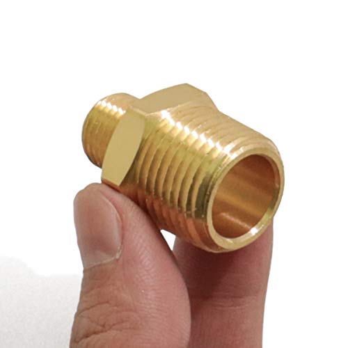 KOOTANS 1/2 NPT x 1/4 NPT Male Solid Brass Hex Nipples,4 PACK - size: 1/2 NPT x 1/4 NPT (O.D x O.D: 3/4'' x 1/2'')