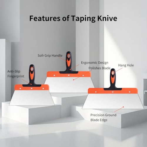 14Pcs Drywall Knife Set, Mud Pan for Finishing and Patching