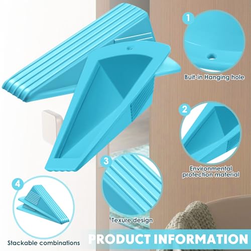 Frienda 2 Pcs Heavy Duty Rubber Door Stops Wedge Stackable,Blue - color: Blue