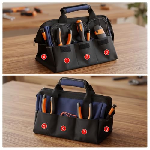 Sanwuta 3 Pack 13 Inch Tool Bags, Side Pockets, Blue, Red, Yellow - color: Blue, Red, Yellow, size: 13 Inch, style: Side Pockets