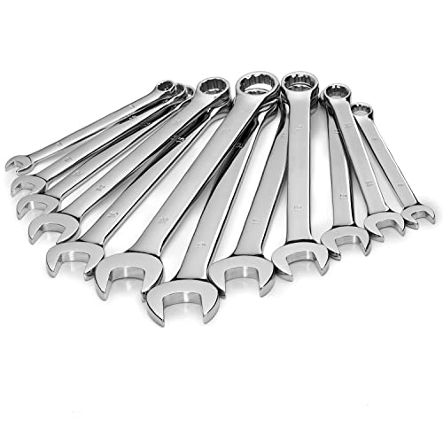 12-Piece Metric Combination Wrench Set in Roll-up Pouch, Non-Skip Sizes 8mm - 19mm | Chrome Vanadium Steel with Mirror Finish | Ideal for General Household, Garage Workshop, Auto Repairs and Much More - size: 12-Piece Metric Set
