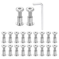 HARFINGTON 20 Set M6x20mm Hex Drive Socket Cap Bolt and M6x12mm Nuts with M4 Hex Wrench, Furniture Connector Bolts and Screws for Furniture Countersunk Belt, Silver - size: M6x20mm, M6x12mm