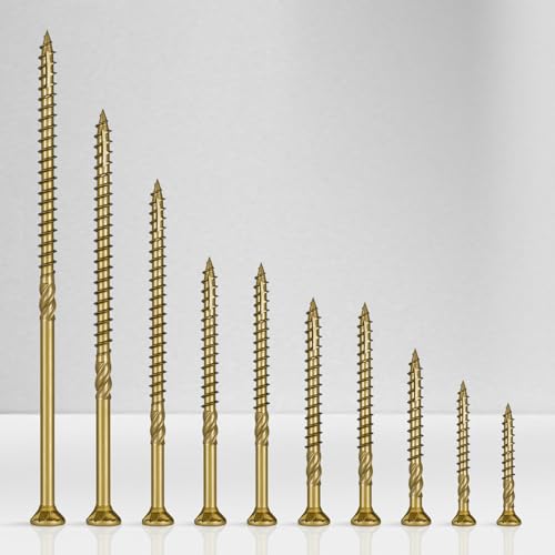 #8 x 1-5/8" Multi-Purpose Wood Deck Screw for Interior and Exterior,Bugle Head Golden Coated with T15 Bit Star Drive Torx Furniture Building/Fence/Decking(915Pcs,5LBS) - size: #8 x 1-5/8"