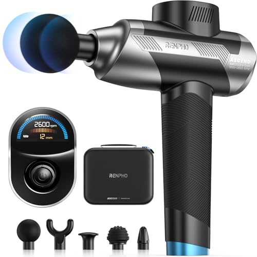 RENPHO Ascend Massage Gun, Adjustable 6-12mm Amplitude - color: Haze Black
