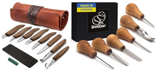 BeaverCraft Deluxe Wood Carving Kit S18X - Chisels Set, Wood Carving Tools SC05