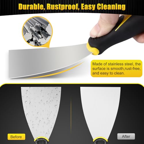 Putty Knife Set, Stainless Steel Spackle Knife Paint Scraper Tool Wallpaper Scraper (4PCS-2"")