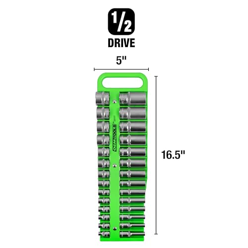 OEMTOOLS 23118 1/2" Drive Portable Magnetic Socket Organizer, Sockets Organizer, 1/2 Inch Socket Organizer, Green - style: 1/2 Inch Drive