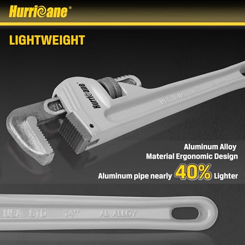 HURRICANE 14-Inch Aluminum Pipe Wrench,Heavy Duty Adjustable Plumbing Wrench,Straight Handle Plumbers Tool,40% Lighter Weight - size: 14 Inch