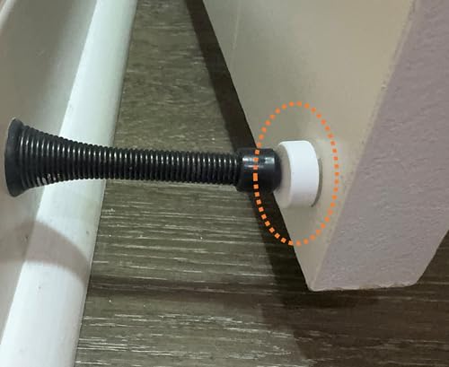 wAgi Doorstop Magnet, 2 Pack, 7-Second Install, White, Paintable, Attracts to existing Metal Spring Doorstop; for Hollow-core Interior Door; Adhesive Tape; Powerful Magnet, 4,000 Gauss Strength