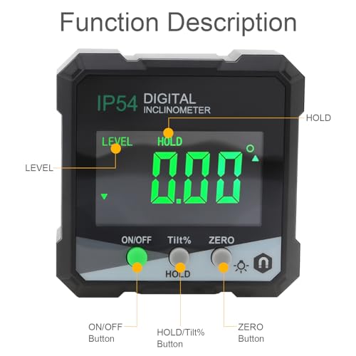 Digital Level Angle Gauge Meter, Magnetic Protractor Inclinometer, Angle Finder Level Box with AAA Battery and screwdriver for Woodworking, Table Saw,Construction with Magnetic Base - size: Small
