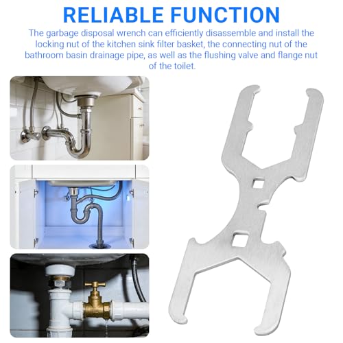 3 Way Plumber's Sink Strainer Wrench – 1 Pack | Basket Strainer Wrench with Sliding Handle, Fits 1-3/4", 2", 2-1/2", Multifunction Tool with 3/8", 1/2" Square Drive Holes