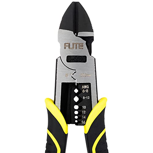 3 in 1 Multifunction Wire Cutters Heavy Duty,8 inch Linemans Pliers Diagonal Cutting Pliers, Wire Stripper,Flush Cutters Chrome Vanadium Steel Forged
