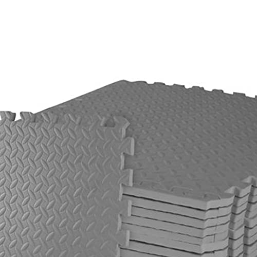 BalanceFrom Puzzle Exercise Mat 3/4-inch Thick, EVA Interlocking Foam Floor - color: Grey, style: 3/4" Thick, 96 Square Feet