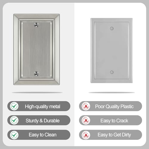 Metal Wall Plate for Electrical Outlets, Applicable to Single Blank, 4 Pack - size: single Blank