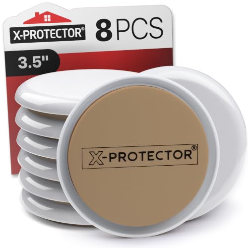 Furniture Sliders for Carpet X-PROTECTOR - 8 PCS 3 1/2" - size: 8 PCS 3.5", Beige & White