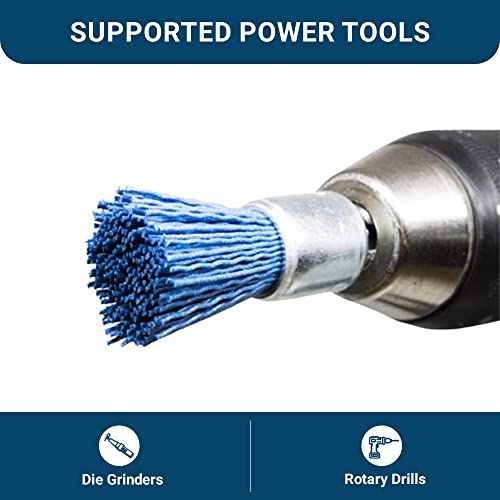 Benchmark Abrasives 3/4" Nylon Wire End Blue Drill Brush, Fine Grit, 1/4" Drill Shank, Perfect for Rust or Paint Removal Sanding Finishing on Wood Fiberglass Plastics - (Blue) - color: Blue