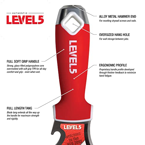 9-In-1 Painter’s Tool - LEVEL5 | Multi-Use Knife, Hardened Carbon Steel | Metal Hammer End | Pro-Grade Finishing Tools | 5-200