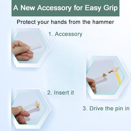 50 PCS Picture Hangers Hooks for Drywall, Gold Push Pins Double Headed Nails Thumbtacks for Wall Hangings Picture, Decorative Small Pins for Cork Board Home Office Photo Decorations - style: Gold