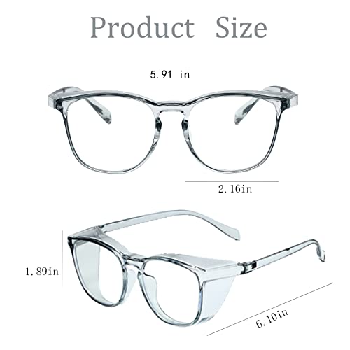 Safety Glasses for Men Women, Anti Fog Safety Goggles Comfortable Blue Light Blocking UV Protective Adult Nurse - color: Square Black Blue Grey 4pack