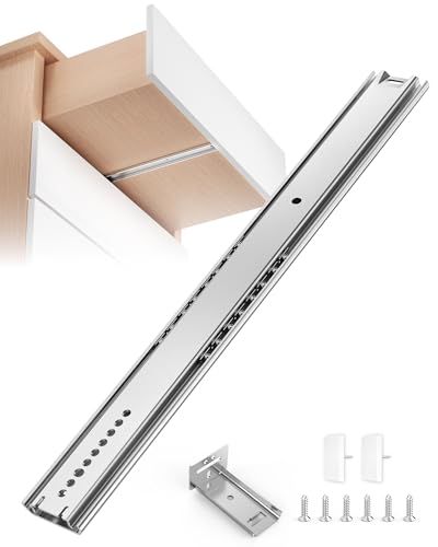 Chibery 6 Pack 14 Inch Center Mount Drawer Slides, Hidden Undermount, Heavy Duty Concealed Central Rails, 3/4 Extension, Bottom Glide Track Runners for Kitchen Cabinets, Chest of Drawers, Dressers
