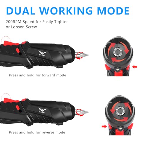 JENABOM 3.6V Cordless Electric Screwdriver Set, Mini Drill Set - color: Black