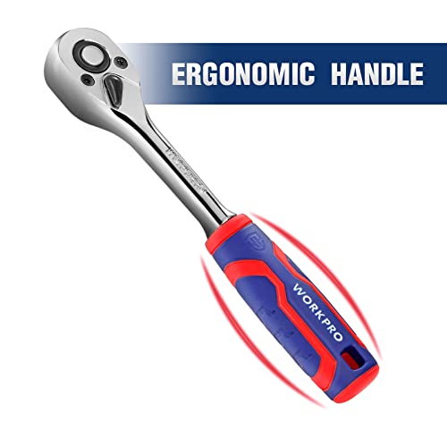 WORKPRO 3-Piece Ratchet Set, 1/4", 3/8", 1/2" Drive Ratchet Wrench - size: 3-Piece Set: 1/4", 3/8", 1/2"