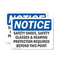 (2 Pack) Safety Shoes Safety Glasses & Hearing Protection OSHA Notice Sign 18 Inch X 12 Inch Plastic Sign, Weather Resistant, UV Protected for Workplace, Business, and Construction Site, Made in the USA - size: 18 Inch X 12 Inch, style: Plastic