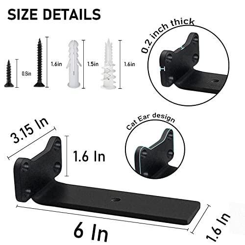 Floating Shelf Brackets Heavy Duty Industrial L Shelf Bracket 1/5 Inch Thick Premium Solid Steel Shelf Supports, Black Rustic Wall Brackets for Shelves - 6 Inch Floating Shelves Hardware (6 Pack) - size: 6 Inch-6 Pack