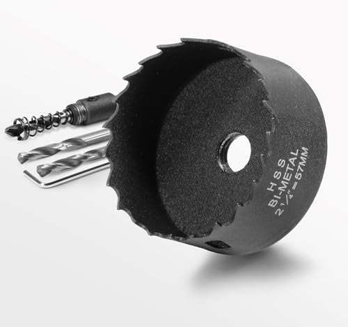 2-1/4 Inch Hole Saw with 9.1mm Triangle Shank Arbor, JTemgle Bi-Metal Hole Saw Heavy Duty Hole Cutting Tool for Cornhole Boards, Recessed Lights, Wood, Plastic, Drywall & Soft Metal - size: 2-1/4"