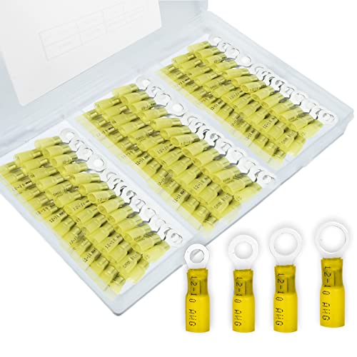 120 PCS Heat Shrink Wire Connectors,12-10 awg Ring Terminals Kit - color: 12-10 AWG