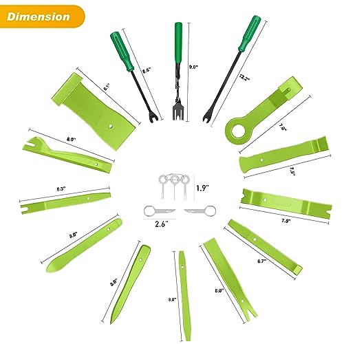 GOOACC 19Pcs Trim Removal Tool Set with Storage Bag - color: Green