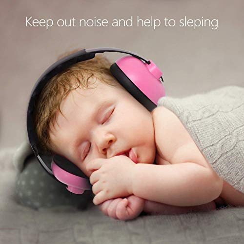 Baby Ear Protection Noise Cancelling Headphones for Kids Noise Reduction Hearing Protection Earmuffs for 0-3 Years Babies, Toddlers, Infant (Redrose) - color: Red