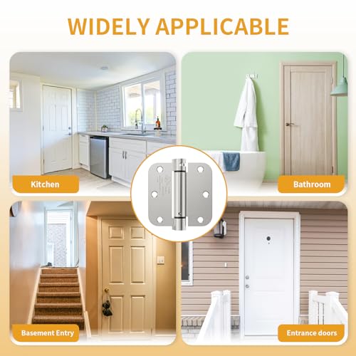 Luxbaro 2 Pack Self Closing Door Hinges 3.5 Inch, Adjustable Tension - color: Brushed Nickel-5/8'', size: 3.5" 2 Pack