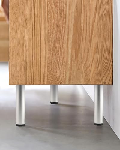 Adjustable Furniture Legs 8 Inch Silver Bed Support Legs Cylinder M8 Screw in Bathroom Cabinet Legs Risers Replacement Couch Metal Leg End Table Feet - color: Silvery, size: 8 inch(4pcs)
