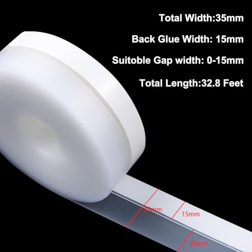 FOURGUN Silicone Weather Stripping Seal Door Tape 35 MM * 33FT Insulates Soundproofs Perfect for Door Frames Windows Bathroom Shower Glass Gaps Blocks Cold Air Rain - size: 1.38 x 396 in