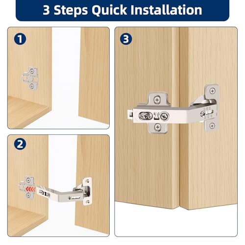 2 Pack 135° Lazy Susan Cabinet Hinge,Full Overlay Concealed Hinge for Corner Kitchen Cabinet Replacement Hardware,Clip on Plate,Cupboard Folded, Folden Door,Closets-Plated Nickel Finish (135 Degree) - size: 135 Degree