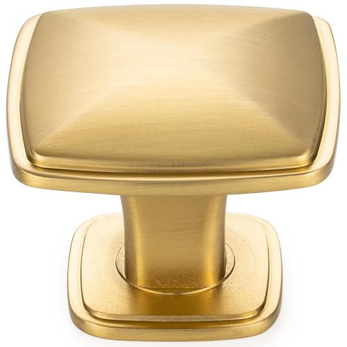 KOOFIZO 10 Pack Brushed Gold Cabinet Knobs, Square Single Hole Pulls K02 - color: Brushed Gold, size: Knob 1 - 10Pcs