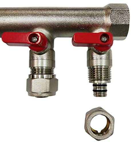 3/4" 3 Loops Plumbing Manifolds w/ 1/2" Pex Ball Valves, Red and Blue Handles