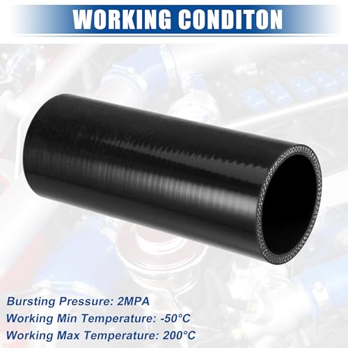 uxcell 4-Ply 2" ID 6" Length Reinforced Silicone Reducer Hose Black - size: 2" ID