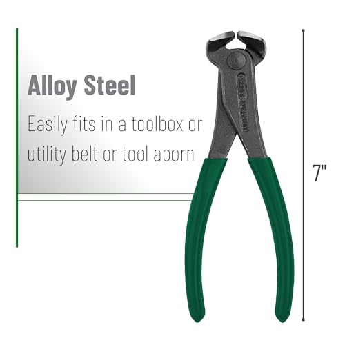 Bates- Nail Puller, 7 Inch, Dark Green, Nail Remover Tool, Cutting Pliers, Carpenter Tools, Staple Puller, End Cutting Pliers - color: Dark Green, size: 7", 1 Pack