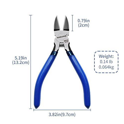 Wire Cutters 5", 5 Pack KAIHAOWIN Precision Flush Cutters Ultra Sharp Wire Cutters for Crafting Side Cutters Wire Snips Spring Loaded Dikes Wire Cutter for Jewelry Making, Blue with Black Handle - size: 5 inch