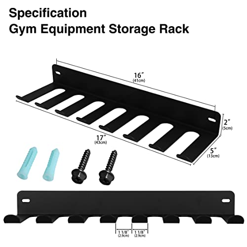 Multi-Purpose Gym Equipment Storage Rack Resistance Bands Storage Hanger Barbell Rack Heavy Duty Gym Rack for Exercise Bands, Lifting Belts and Jump Ropes - color: 17" / 8 prongs